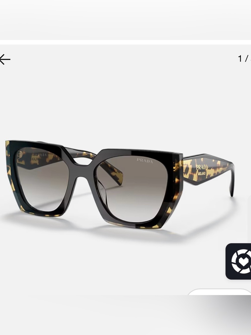Prada PR 15WS Women’s Black Tortoiseshell Square Sunglasses